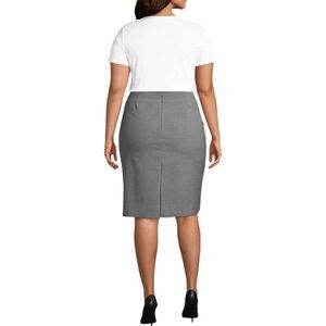 Lands End Washable Wool Career Skirt Lined  Pencil Skirt Gray Plus Size 22W